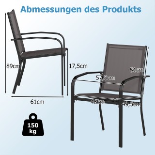 Costway  Σετ Εξωτερικών Καρεκλών Τραπεζαρίας με 4 Στοιβαζόμενες Καρ...