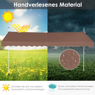 Κλασική καφέ τέντα 400 cm για μπαλκόνι, UV-ανθεκτική & χωρίς τρυπήμ...