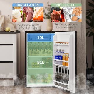 HOMCOM Μικρό Ψυγείο 91L Μονόπορτο Αναστρέψιμο με Καταψύκτη και Ρυθμ...