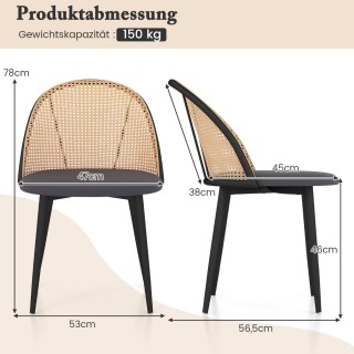 Costway  Στυλάτες Καρέκλες Τραπεζαρίας με Πλάτη από Πλεκτό Rattan κ...