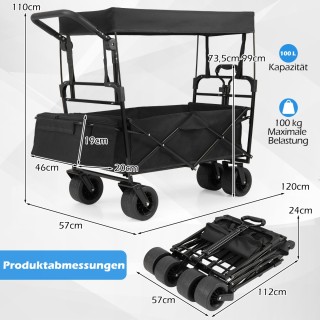 Costway Πτυσσόμενο Καρότσι με Αποσπώμενη Οροφή και Ρυθμιζόμενες Λαβ...