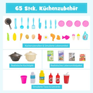 Costway Παιδική Κουζίνα με Φώτα και Νεροαντλία - 65 Τεμάχια TP10033PI