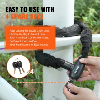 VEVOR  Αλυσίδα Ποδηλάτου 1.2μ με Κλειδαριά Συνδυασμού και 4 Κλειδιά...