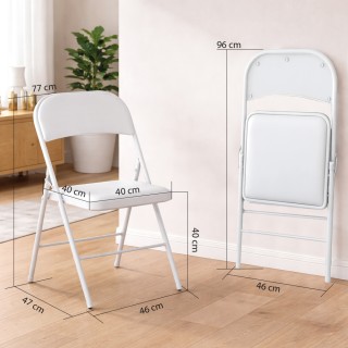 Shally Dogan Σετ 4 Λευκές Μεταλλικές Καρέκλες με Καπιτονέ Κάθισμα α...