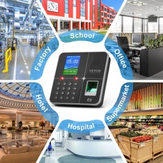 VEVOR  Ρολόι Βιομετρικό Χρονομέτρησης 100000 Εγγραφές Μηχανή Καταγρ...