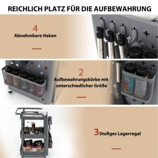 Καρότσι Τροφίμων 3 Επιπέδων με Χώρο Πολλαπλών Χρήσεων COSTWAY KC55... Καρότσι Τροφίμων 3 Επιπέδων με Χώρο Πολλαπλών Χρήσεων COSTWAY KC55...