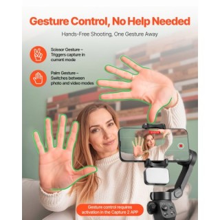 VEVOR Σταθεροποιητής Gimbal 3 Αξόνων για Κινητά με Μαγνητικό Φωτισμ...