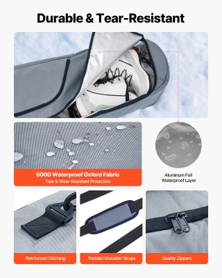 VEVOR Προστατευτική Τσάντα Snowboard 165 cm, Αδιάβροχη με Ενισχυμέν...