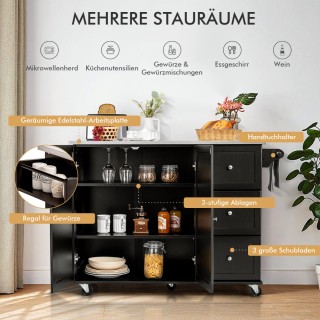 Costway Πολυλειτουργικό Καρότσι Κουζίνας με Ρυθμιζόμενα Ράφια και Α...