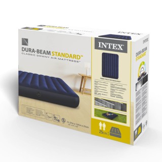 INTEX Διπλό Φουσκωτό Στρώμα Dura-Beam Fiber-Tech  137x191x25 cm Βελ...