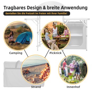 Costway Φορητή Πτυσσόμενη Κουζίνα Camping με Αλουμινένιο Σκελετό κα...