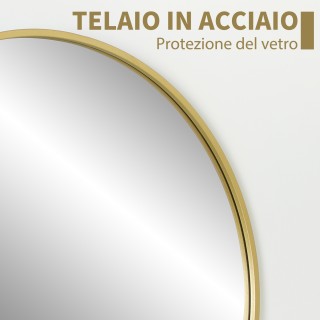 HOMCOM Στρογγυλός Καθρέφτης Μπάνιου με Επιφάνεια Αντοχής στις Προσκ...