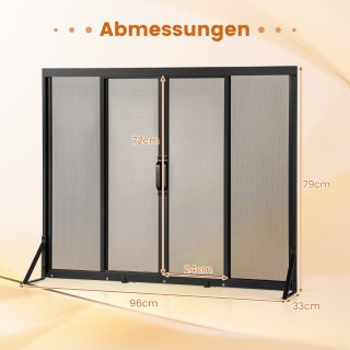 Costway Μεταλλική Προστασία Τζακιού με Τρίγωνο Πλαίσιο 96 x 79 cm H...