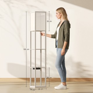 HOMCOM Λάμπα Δαπέδου με Ράφια, Ρυθμιζόμενο Φωτισμό, Πεντάλ Διακόπτη...