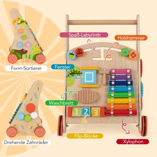 Costway Ξύλινος Περπατούρα Montessori με Πολλαπλές Δραστηριότητες γ...