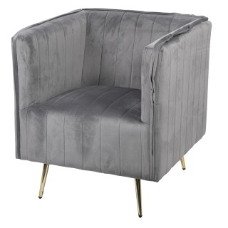 Galileo Πολυθρόνα vintage γκρι σε ξύλο με επένδυση από πολυεστέρα ε...