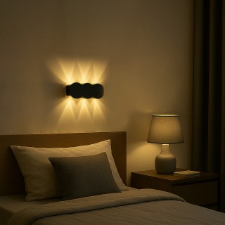 BAKAJI Απλίκα Τοίχου με 6 LED Μαύρη Λάμπα με Θερμό Λευκό Φως 15x8x3...