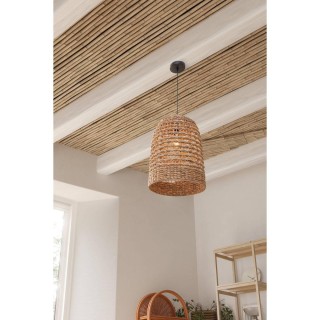 Atmosphera Παιδικό Φωτιστικό Οροφής Μπεζ από Bamboo με Ροζ Πομ-Πομ ...