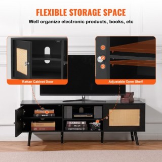 Ρατάν Έπιπλο TV VEVOR για 65 με Ενσωματωμένη Πρίζα Μαύρο  TBDSJ55YC...