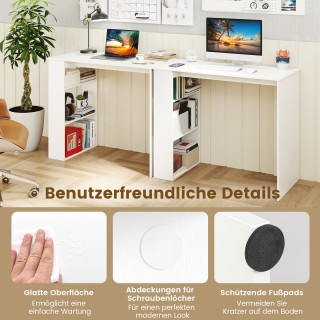 Costway Λευκός Γραφείο Υπολογιστή 90 εκ. με Ράφι Βιβλίων - Μοντέρνο...