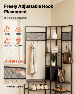 VEVOR Γωνιακή Ντουλάπα Εισόδου με Πάγκο για Παπούτσια και Κρεμάστρα...