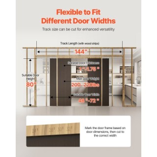 VEVOR Κιτ Συρόμενης Πόρτας για Πλάτος Πόρτας 1219-1829mm και Ύψος 2... VEVOR Κιτ Συρόμενης Πόρτας για Πλάτος Πόρτας 1219-1829mm και Ύψος 2...