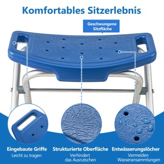 Costway Μπλε Ρυθμιζόμενο Σκαμπό Ντουζ με Αντιολισθητικά Πόδια, Αντο...