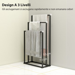 HOMCOM Επιδαπέδια Πετσετοθήκη με 3 Βραχίονες από Ατσάλι, 45x21.5x85...