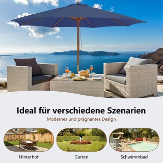 Costway  Μεγαλοπρεπής Ξύλινη Ομπρέλα Τραπεζιού με 8 Μπαμπού Ακτίνες...