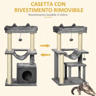 Cat Tree με Σιζάλ Σχοινί ξύσιμο Σπίτι Μαξιλάρι και αιώρα Λούτρινο κ...