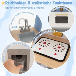 Costway  Παιδική Κουζίνα Παιχνιδιού με Ρεαλιστικά Χαρακτηριστικά κα...