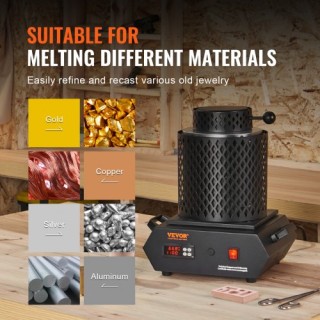 VEVOR Ηλεκτρικός Κλίβανος Τήξης Μετάλλων 1350W, 1150°C με Ψηφιακό Έ...