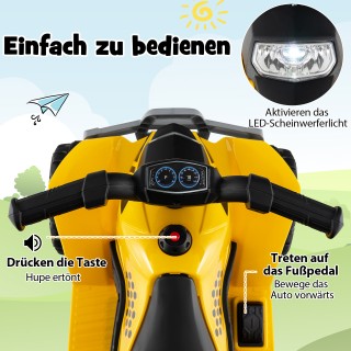 Costway  6V Ηλεκτρικό Παιδικό ATV Quad με LED Φώτα για Ηλικίες 18–3...