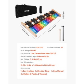 VEVOR Ξυλόφωνο Glockenspiel 27 Νότες με Πολύχρωμα Μεταλλικά Πλήκτρα... VEVOR Ξυλόφωνο Glockenspiel 27 Νότες με Πολύχρωμα Μεταλλικά Πλήκτρα...