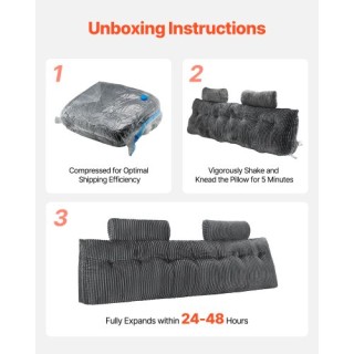 VEVOR Μαξιλάρι Κεφαλαριού King Wedge με 2 Τσέπες & Στηρίγματα Κεφαλ...