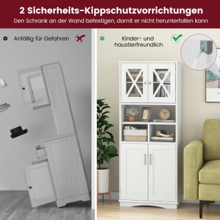 Costway Ευρύχωρο Ντουλάπι Μπάνιου με Ρυθμιζόμενα Ράφια και Ακρυλικέ...