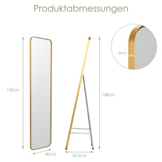 Costway Ολόσωμος Καθρέφτης με Χρυσό Ατσάλινο Πλαίσιο & Αντιεκρηκτικ...