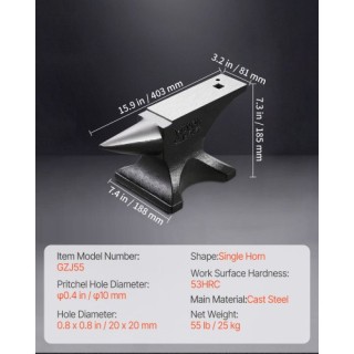 VEVOR Αμόνι με Μονή Κέρατο 55 λίβρες από Χυτοχάλυβα, Στρογγυλό Κέρα... VEVOR Αμόνι με Μονή Κέρατο 55 λίβρες από Χυτοχάλυβα, Στρογγυλό Κέρα...