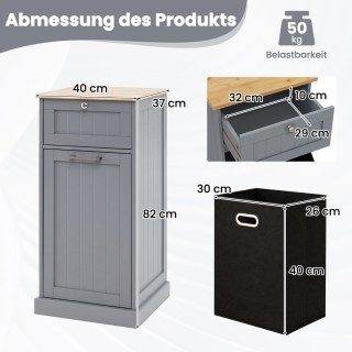 Costway  Ντουλάπα ρούχων με καλάθι, συρτάρι και μπαμπού επιφάνεια τ...