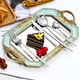 BAKAJI  Σετ 24 Ασημένια Γυαλιστερά Μαχαιροπίρουνα για Χριστουγεννιά...