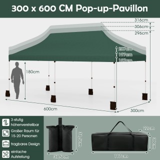Costway Πράσινη Αναδιπλούμενη Τέντα Εκδηλώσεων με Τσάντα Μεταφοράς ... Costway Πράσινη Αναδιπλούμενη Τέντα Εκδηλώσεων με Τσάντα Μεταφοράς ...