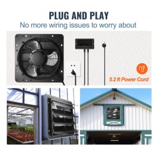VEVOR  Ανεμιστήρας Εξαερισμού με Κλείστρο 406 mm και Τηλεχειριστήρι...