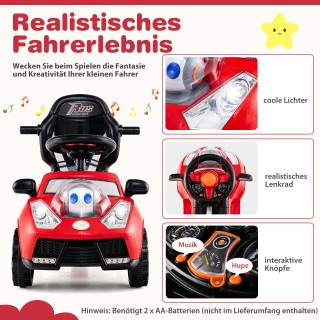 Costway Κόκκινο Παιδικό Αυτοκίνητο 3-σε-1 με Λαβή και Αποθηκευτικό ...