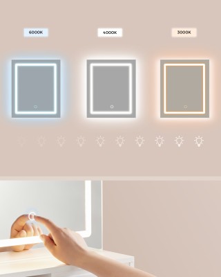 VASAGLE Επίπλο Τουαλέτα με LED Καθρέφτη & Πρίζα - Λευκό, 80x40x132.... VASAGLE Επίπλο Τουαλέτα με LED Καθρέφτη & Πρίζα - Λευκό, 80x40x132....