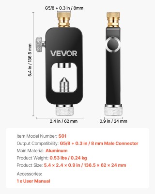 VEVOR Αντάπτορας Γεμίσματος Φορητής Φιάλης Κατάδυσης, Αρσενικός Σύν...