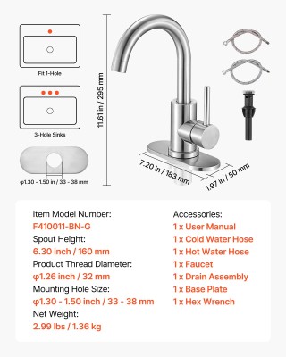 VEVOR Περιστρεφόμενη Βρύση Νεροχύτη 360° με Ψηλή Καμπύλη & Διαχείρι... VEVOR Περιστρεφόμενη Βρύση Νεροχύτη 360° με Ψηλή Καμπύλη & Διαχείρι...
