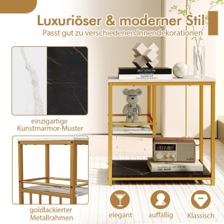 Costway Πολυτελές και Λειτουργικό Βοηθητικό Τραπέζι με Χρυσό Μεταλλ...