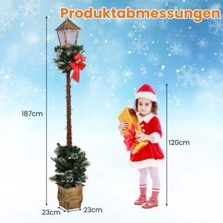 Costway 187 εκ Χριστουγεννιάτικο Φανάρι με LED Φώτα & Κλαδιά με Χιο...