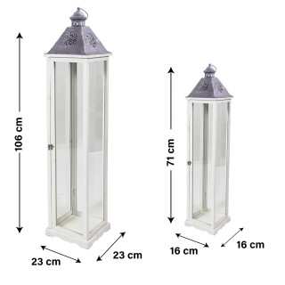 Galileo Σετ 2 διακοσμητικά φανάρια 23x23x103 εκ. και 16x16x69 εκ. γ...