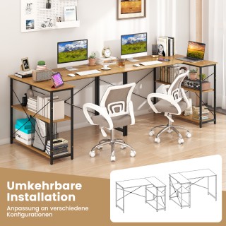 Costway Γωνιακό Γραφείο Υπολογιστή με Ρυθμιζόμενο Ράφι Φυσικό CB109...